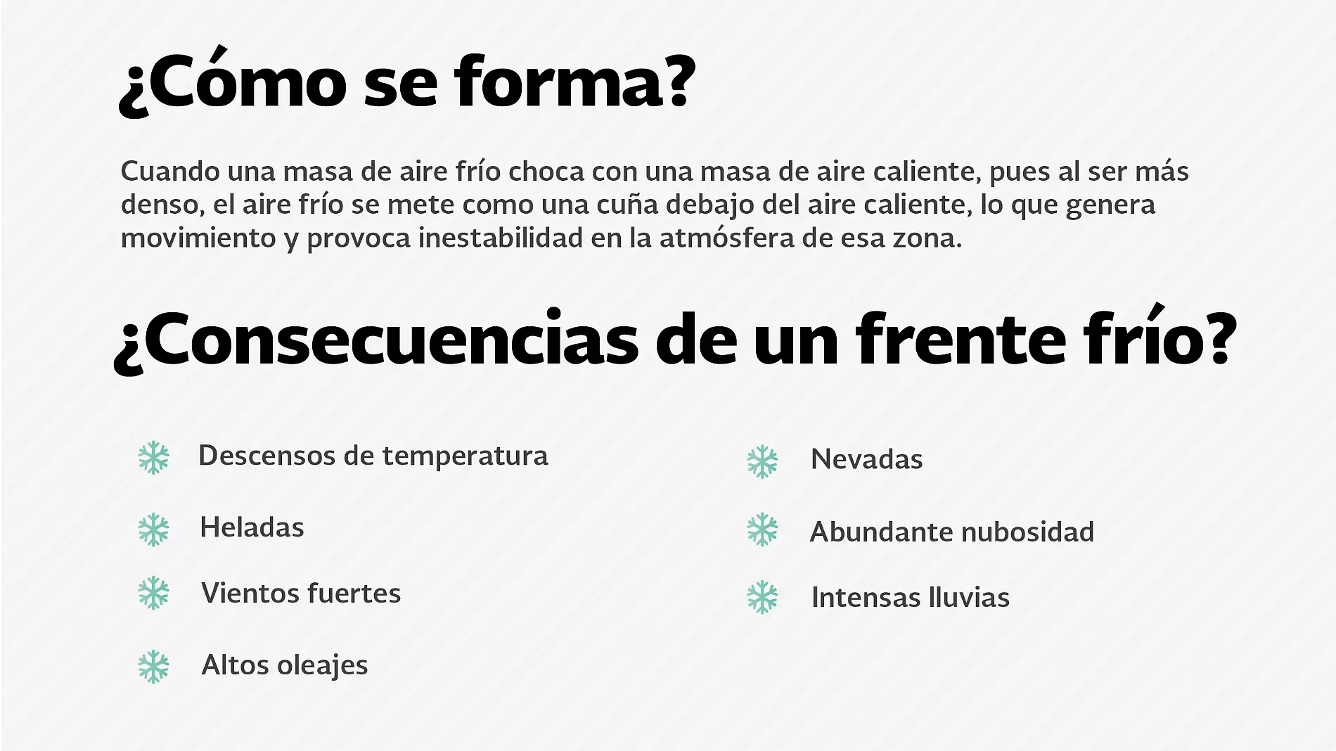 Infografía qué es un frente frío